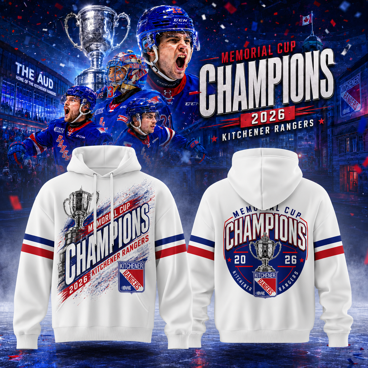 Kitchener Rangers 2026 Championship Memorial Cup White Hoodie