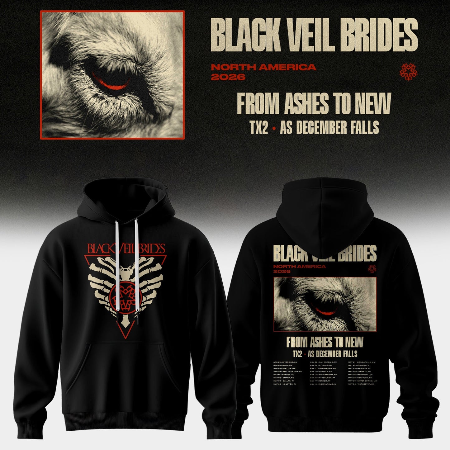 Black Veil Brides “ From Ashes To New Tour (North America 2026) Limited Hoodie