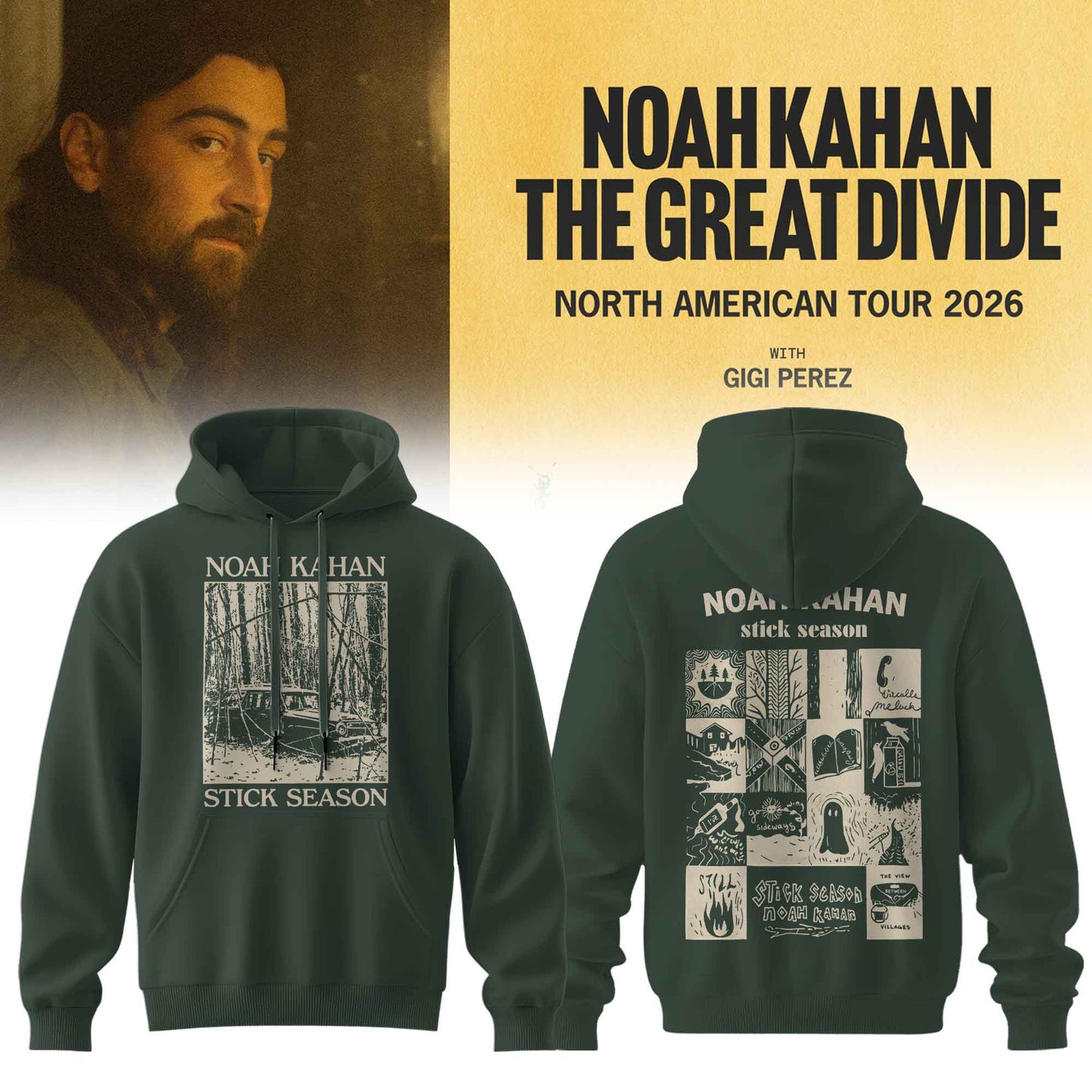 Noah Kahan “ The Great Divide Tour Merch Limited Hoodie