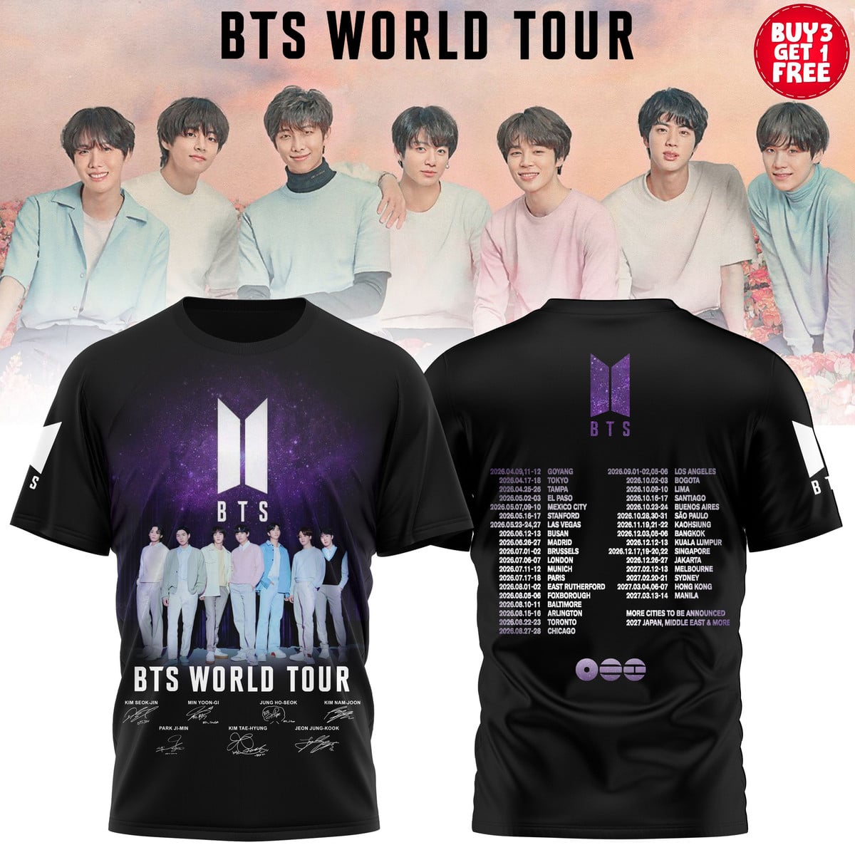 BTS World Tour 2026 Limited Edition Combo Shirt
