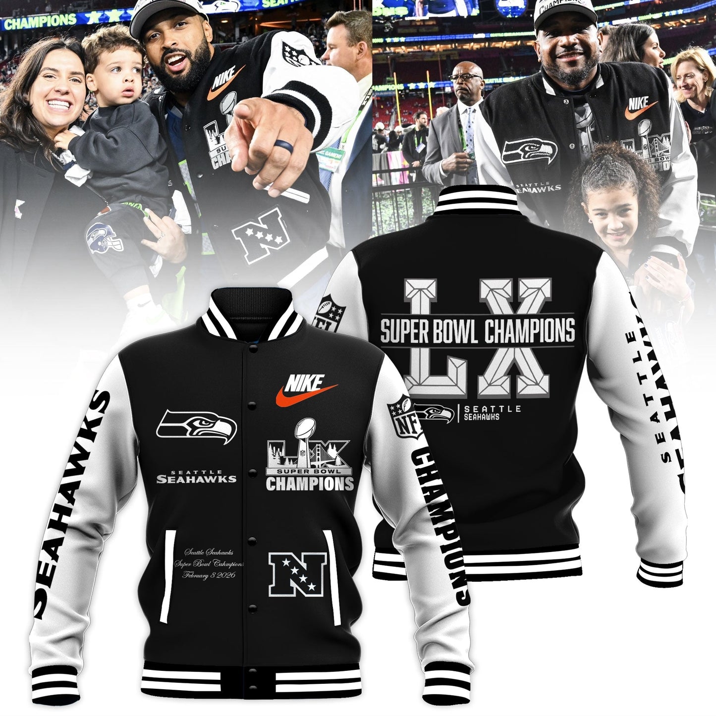Seattle Seahawks Super Bowl LX Champions Bomber Jacket