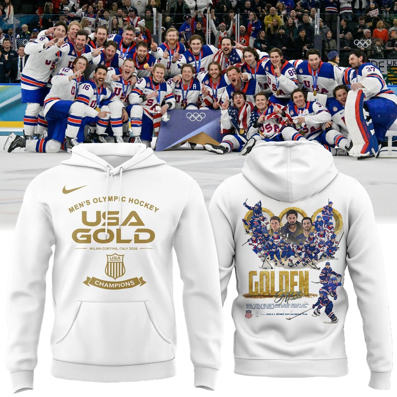 USA Men’s National ICE Hockey Team 2026 Olympic Gold Exclusive Hoodie