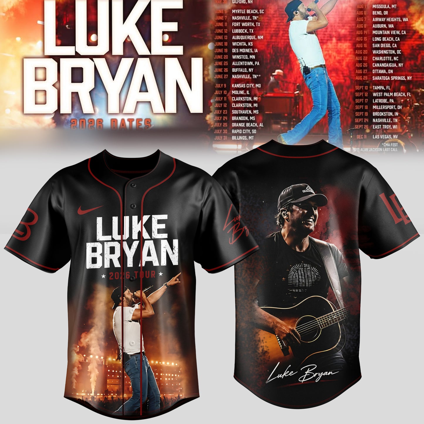 LUKE BRYAN 2026 TOUR MERCH – COUNTRY NIGHTS JERSEY