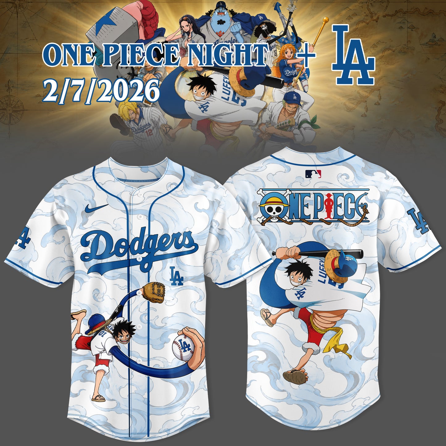 One Piece Night x Los Angeles Dodgers 2026 Edition Jersey