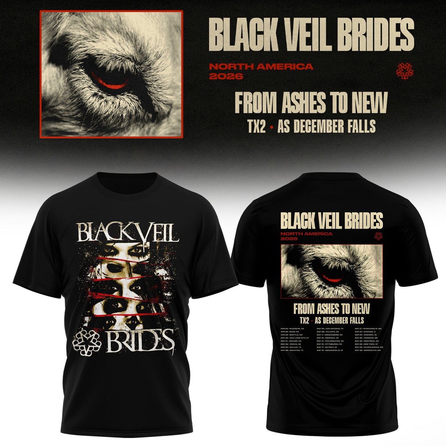 Black Veil Brides “ From Ashes To New Tour (North America 2026) Limited Tshirt