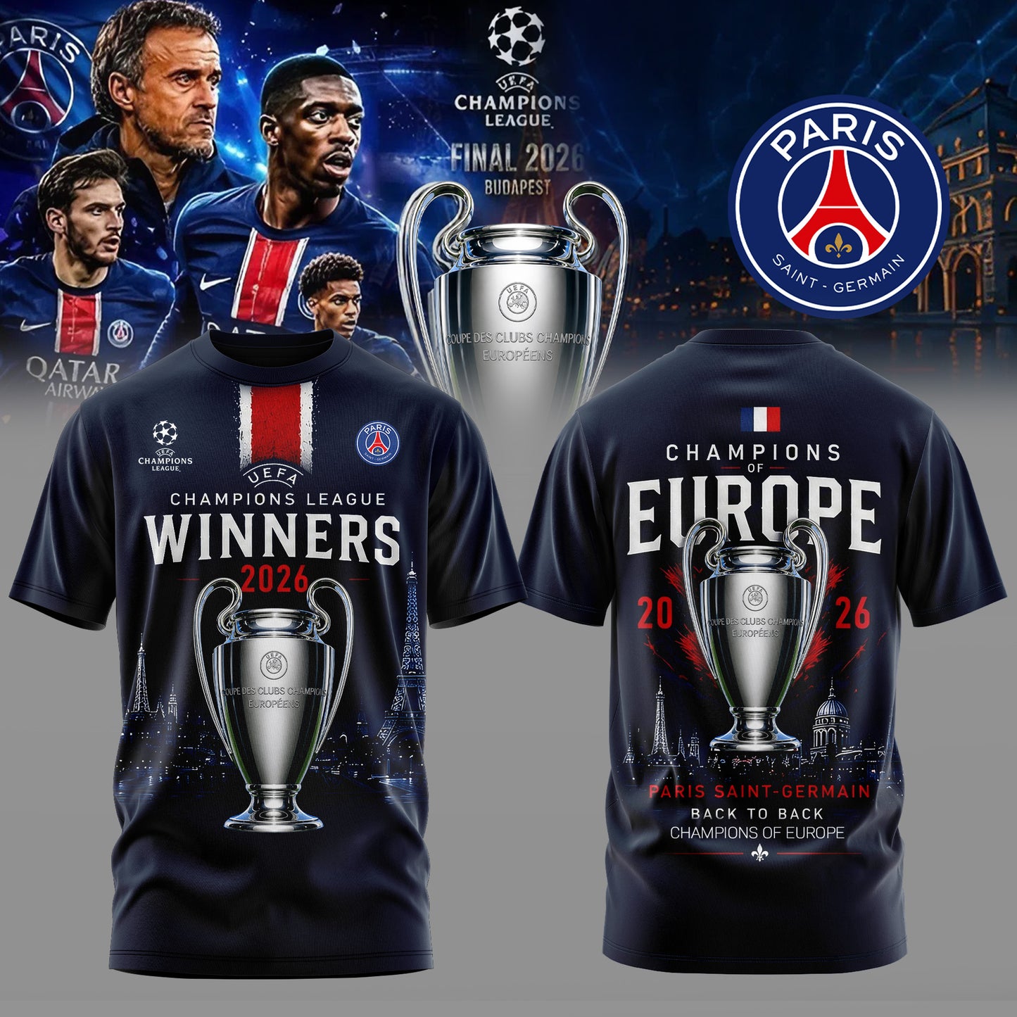PSG FC - UEFA Champions League CHAMPIONS Shirt