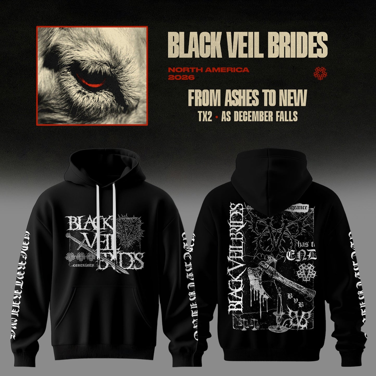 Black Veil Brides “ From Ashes To New Tour (North America 2026) Limited Hoodie