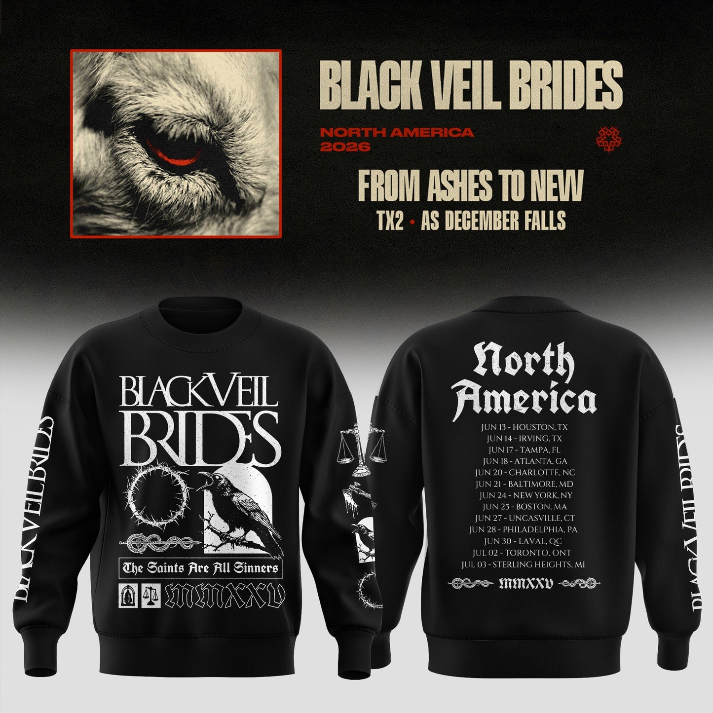 Black Veil Brides “ From Ashes To New Tour (North America 2026) Sweater