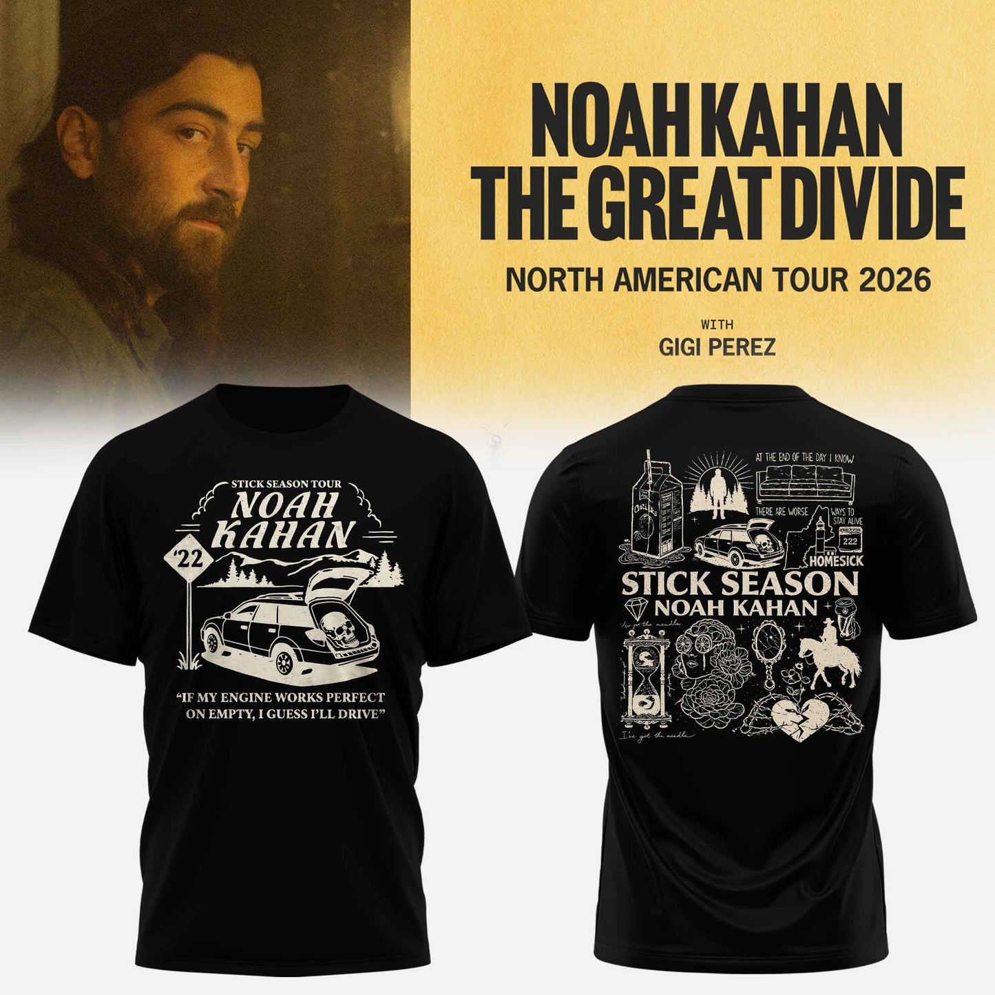 Noah Kahan “ The Great Divide Tour Merch Limited T-shirt