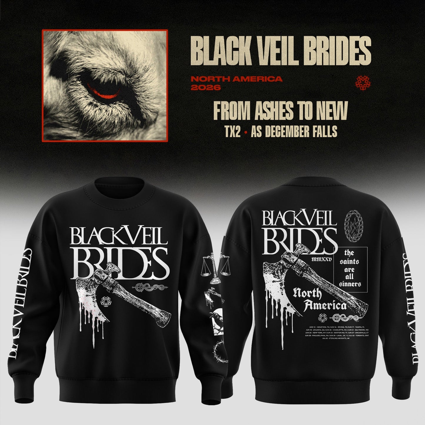Black Veil Brides “ From Ashes To New Tour (North America 2026) Sweater