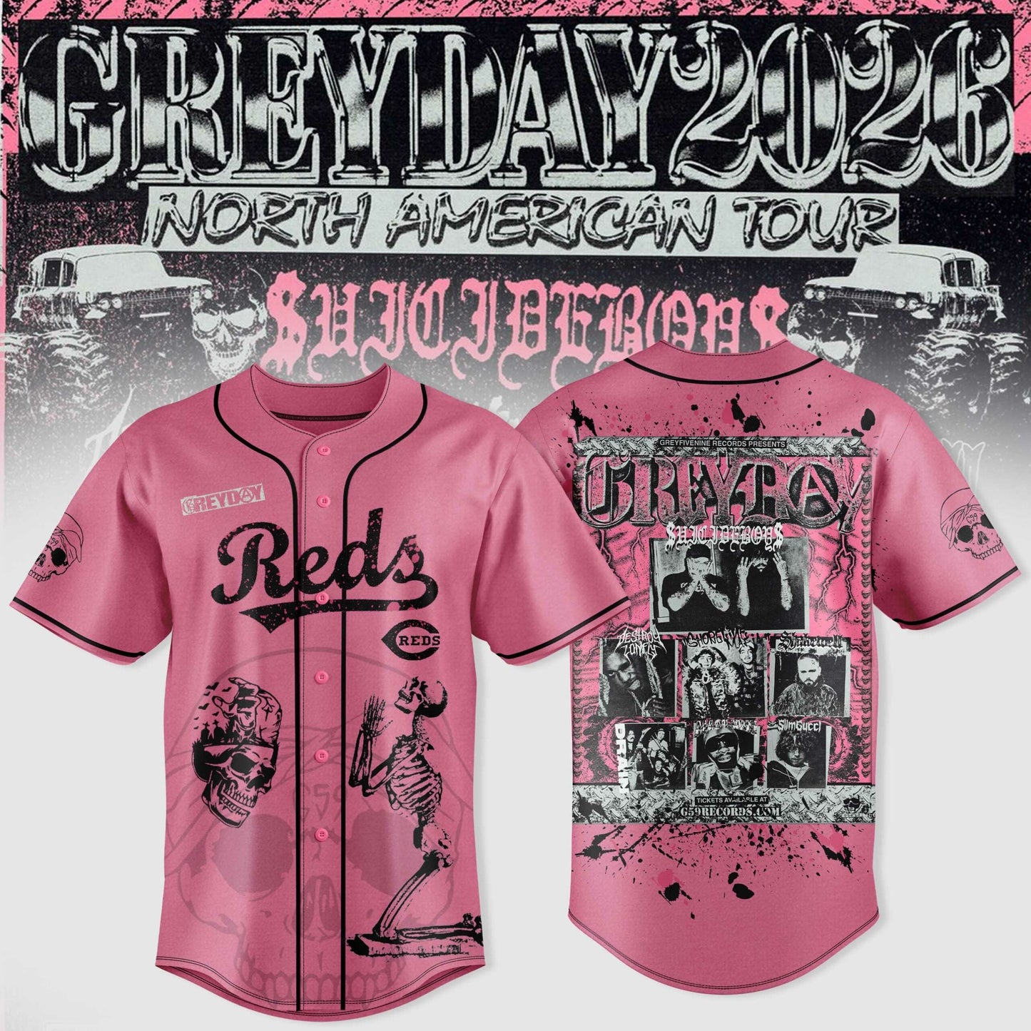 All Team MLB X $uicideboy$ Greyday 2026 “ North American Tour Jersey
