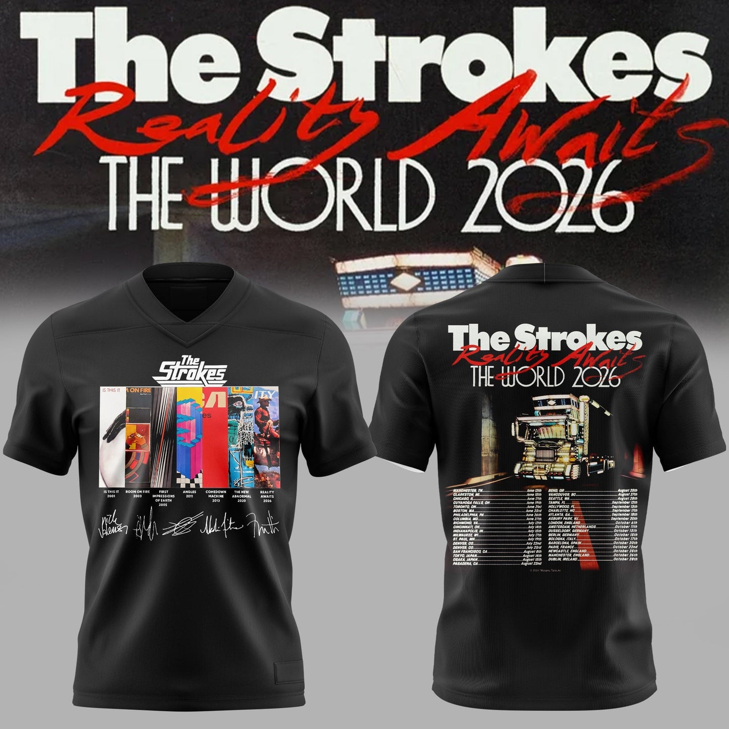 The Strokes – Reality Awaits Tour 2026 Edition Football Jersey
