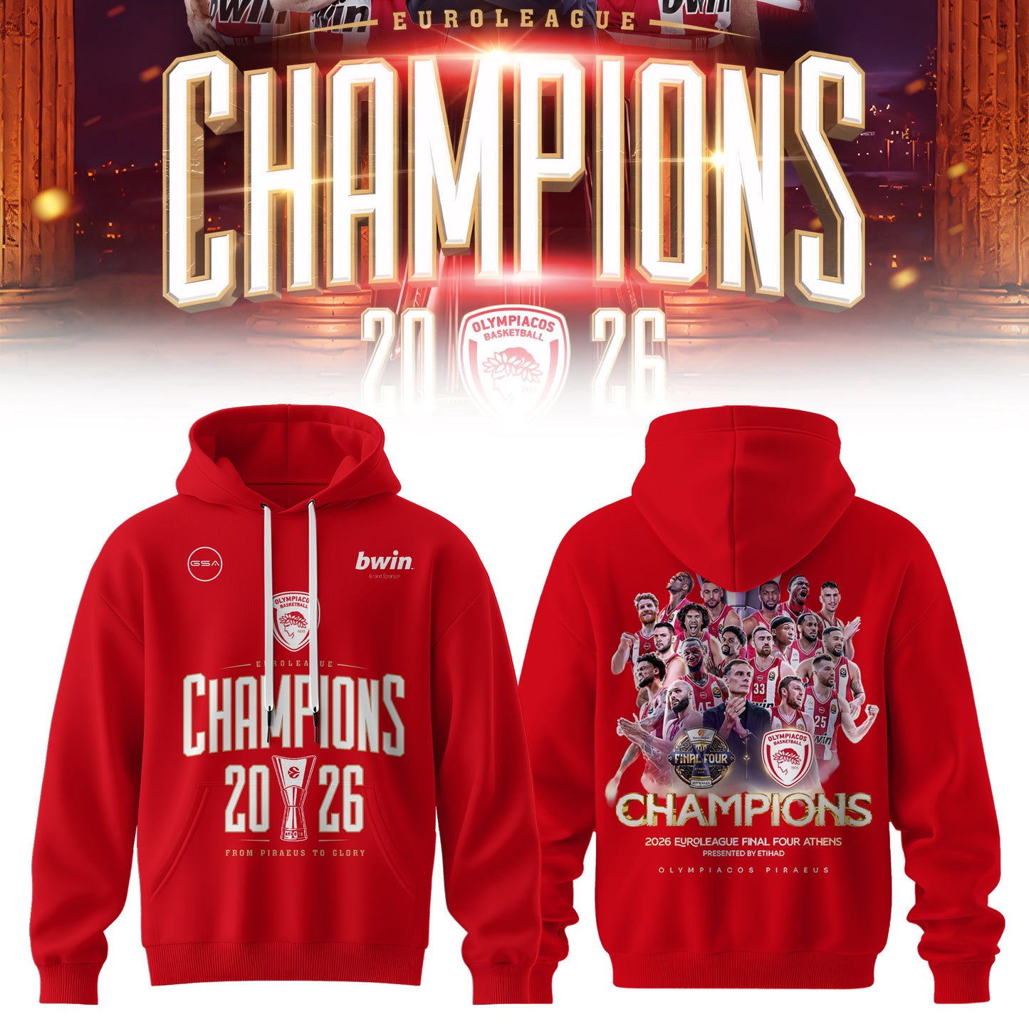 THE 2026 EUROLEAGUE CHAMPIONS – OLYMPIACOS Hoodie