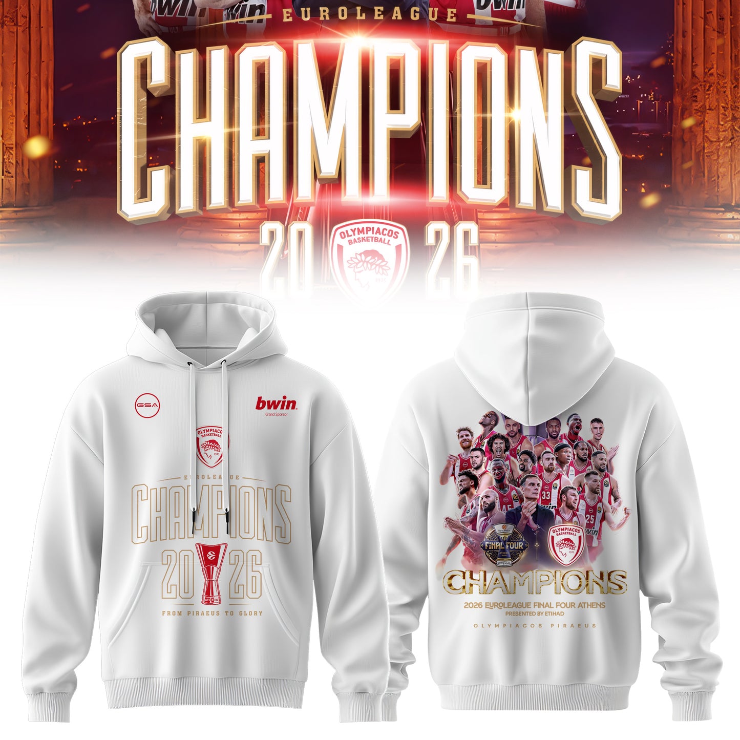 THE 2026 EUROLEAGUE CHAMPIONS – OLYMPIACOS Hoodie