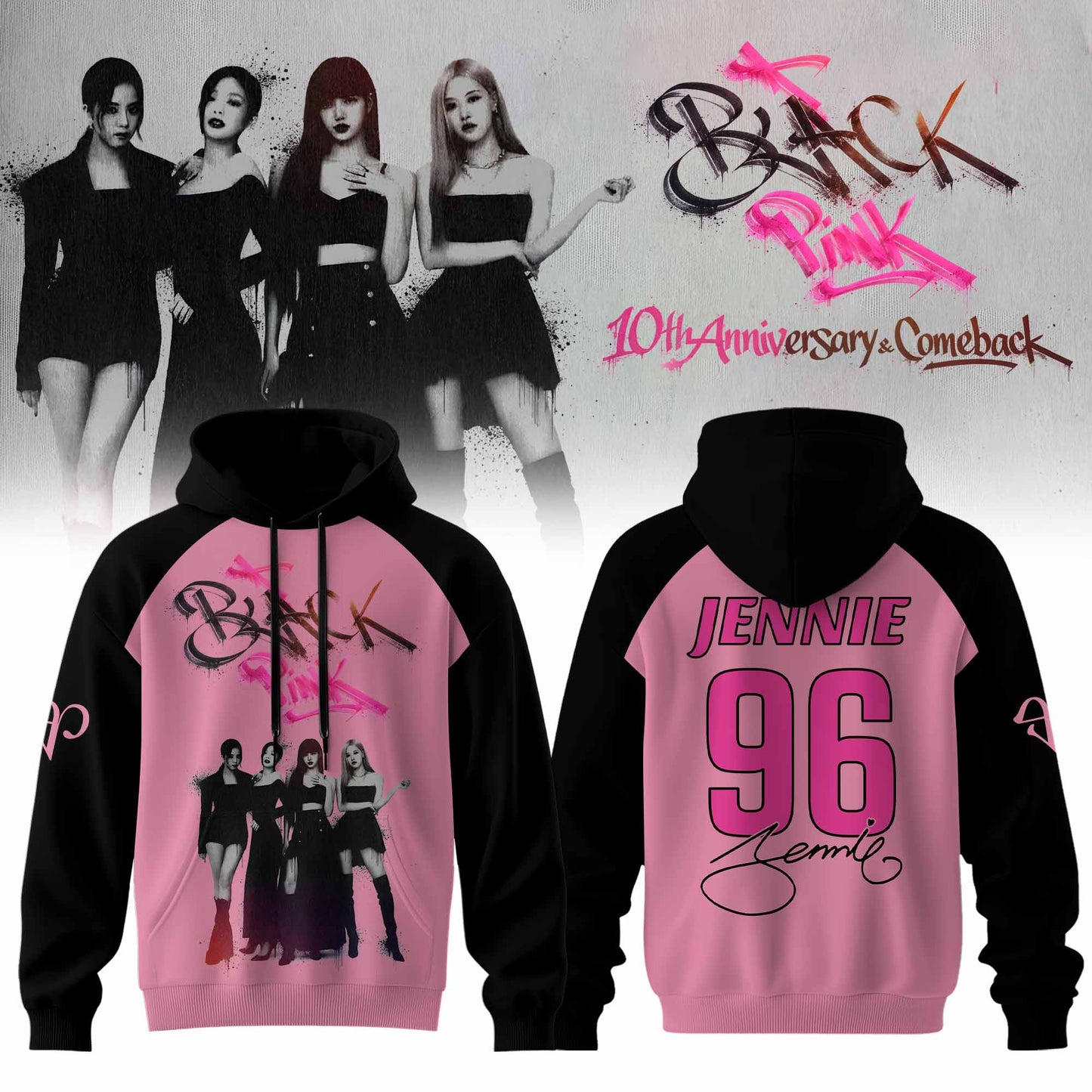 🖤 BLACKPINK “ 10th Anniversary & Comeback 🩷 Hoodie “ Jennie