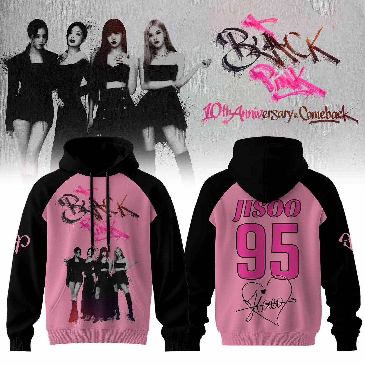 🖤 BLACKPINK “ 10th Anniversary & Comeback 🩷 Hoodie “ Jisoo
