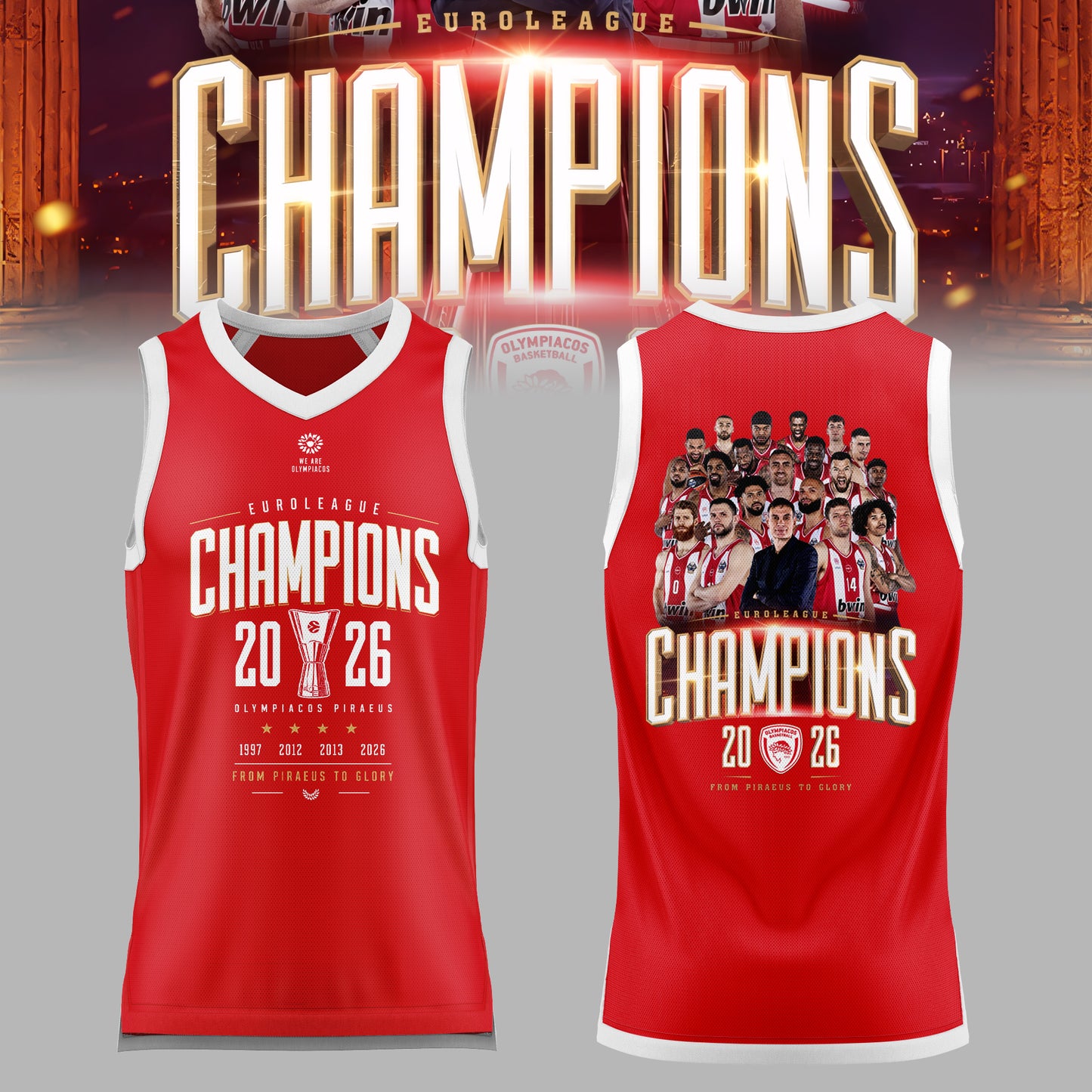 THE 2026 EUROLEAGUE CHAMPIONS – OLYMPIACOS Jersey
