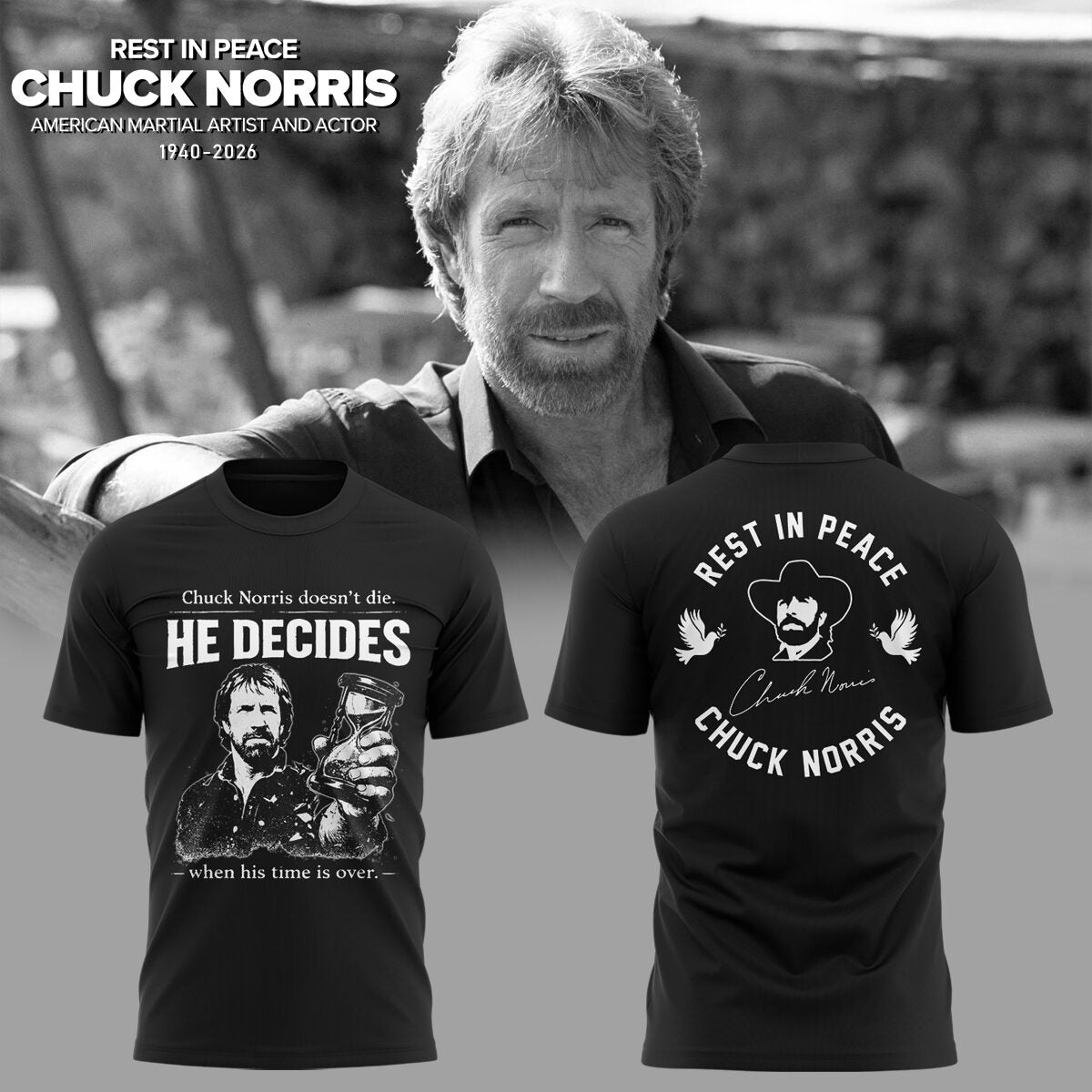 REST IN PEACE ðŸ–¤ðŸ•Šï¸ Chuck Norris TShirt