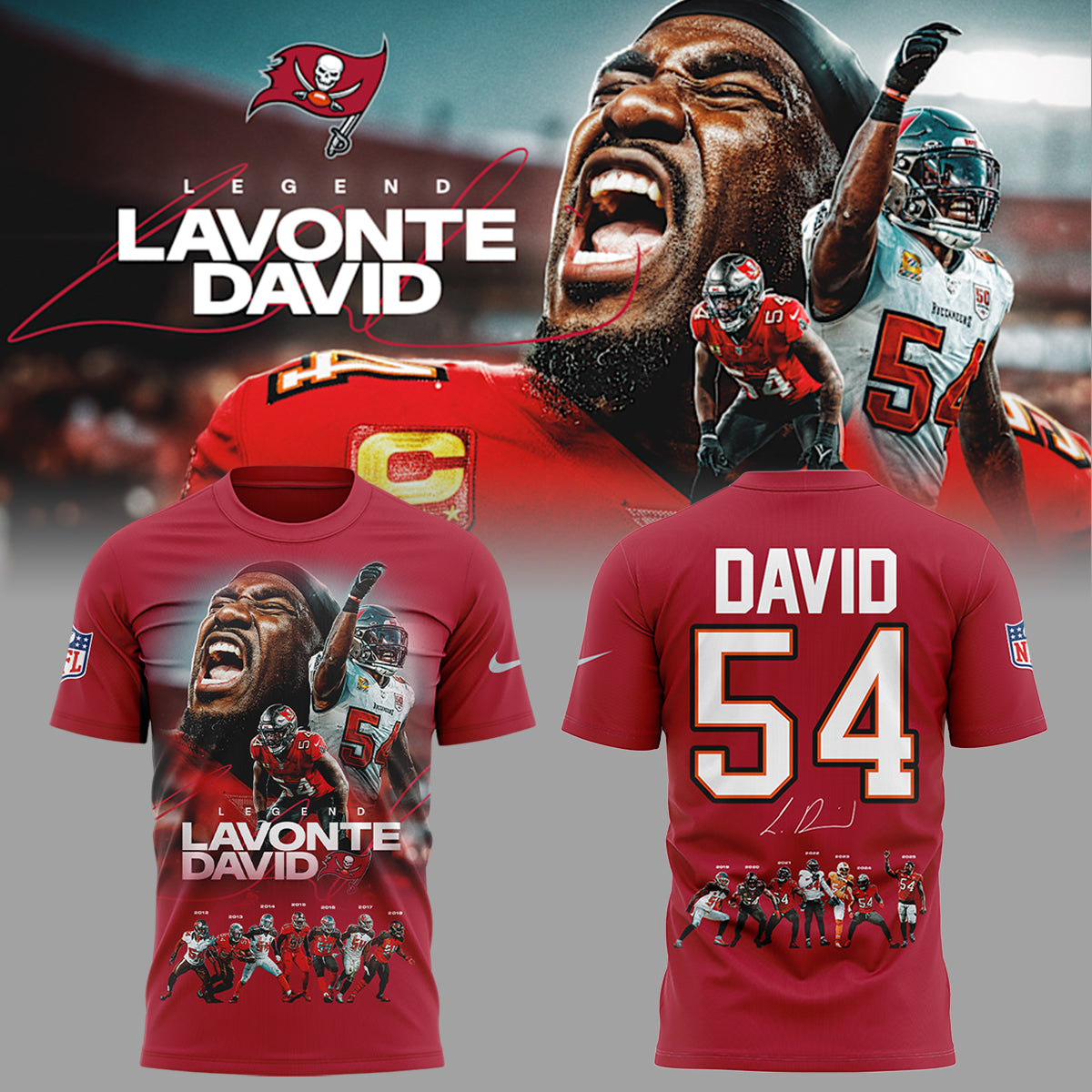 Limited Edition Legend Lavonte David “ Thank You For The Memories TShirt