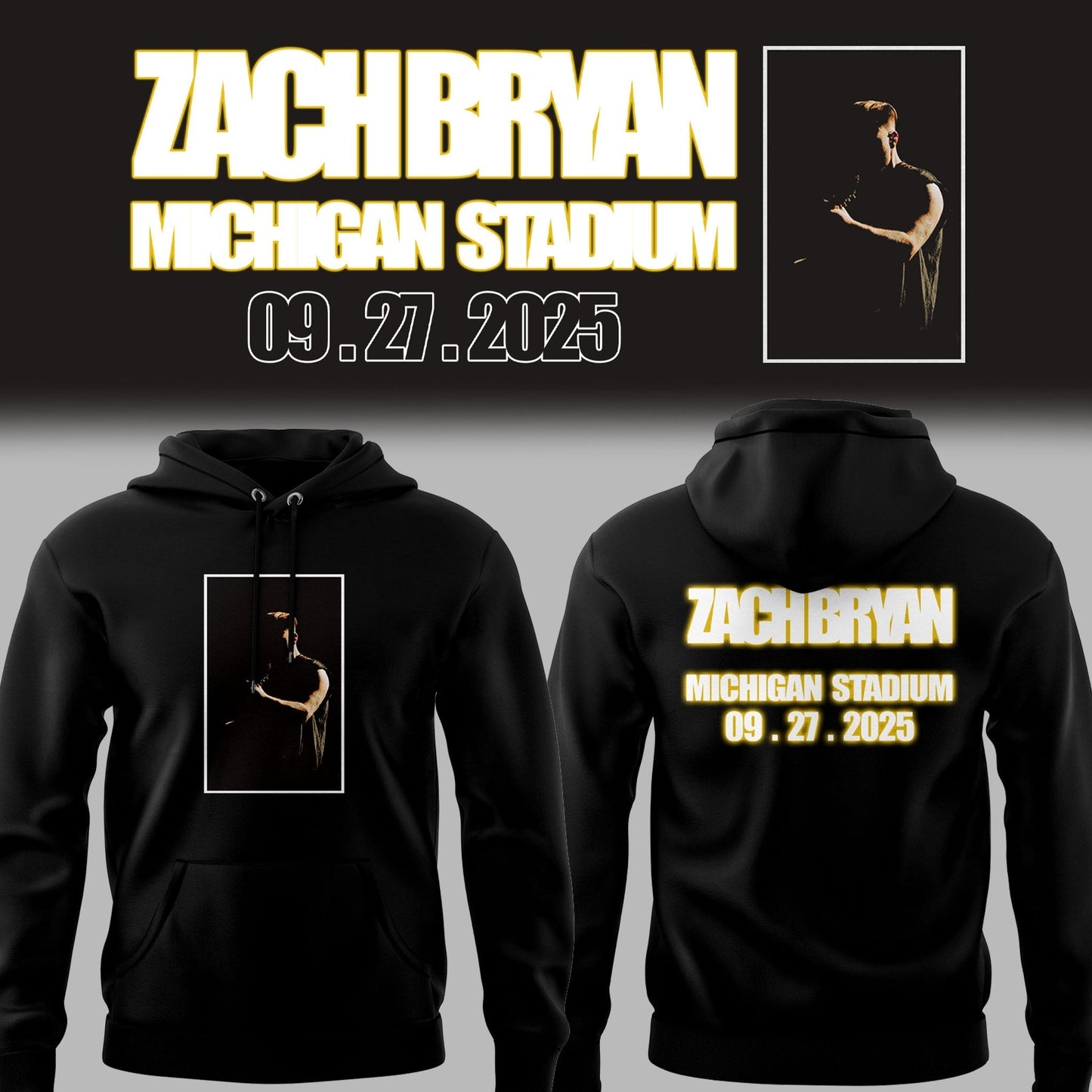 Limited Edition Michigan Fb Zach The Quittin™ Time Tour 2025 Michigan Stadium Black Hoodie