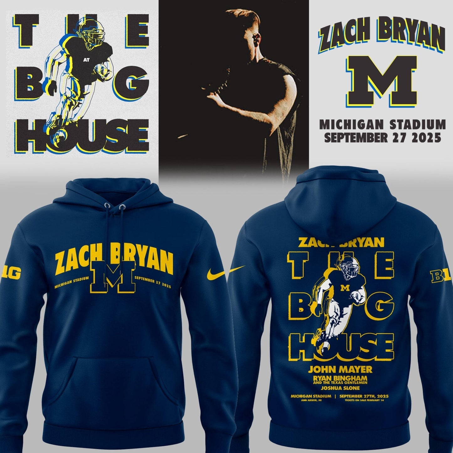 Limited Edition Michigan Fb Zach The Quittin™ Time Tour 2025 Michigan Stadium Hoodie