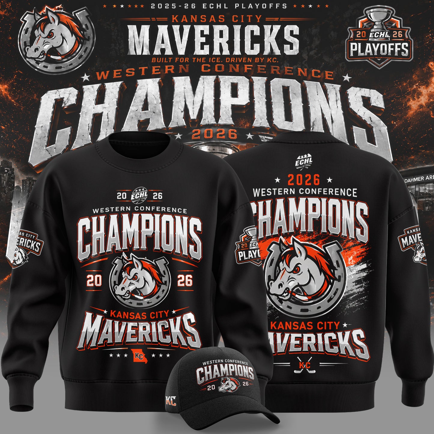 Kansas City Mavericks 2026 Western Conference Champions Sweater