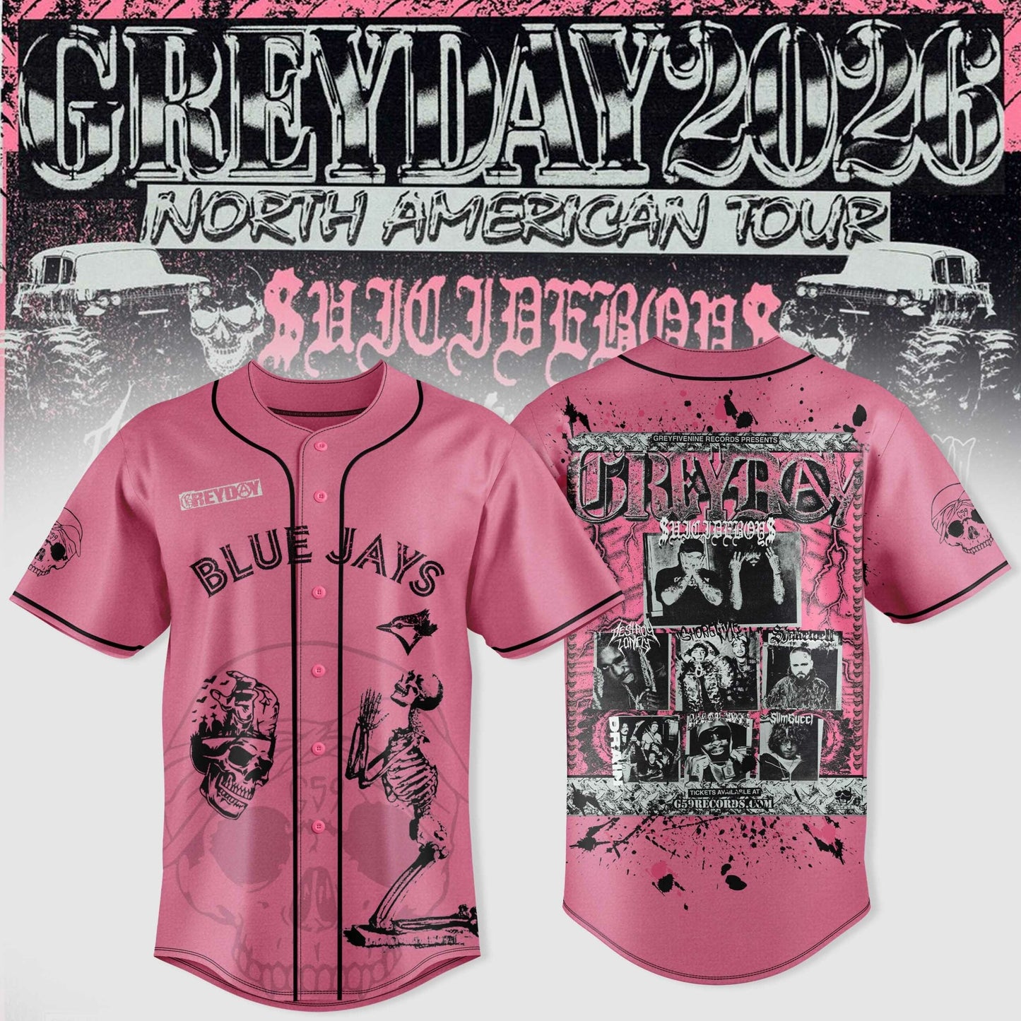 Toronto Blue Jays X $uicideboy$ Greyday 2026 “ North American Tour Jersey