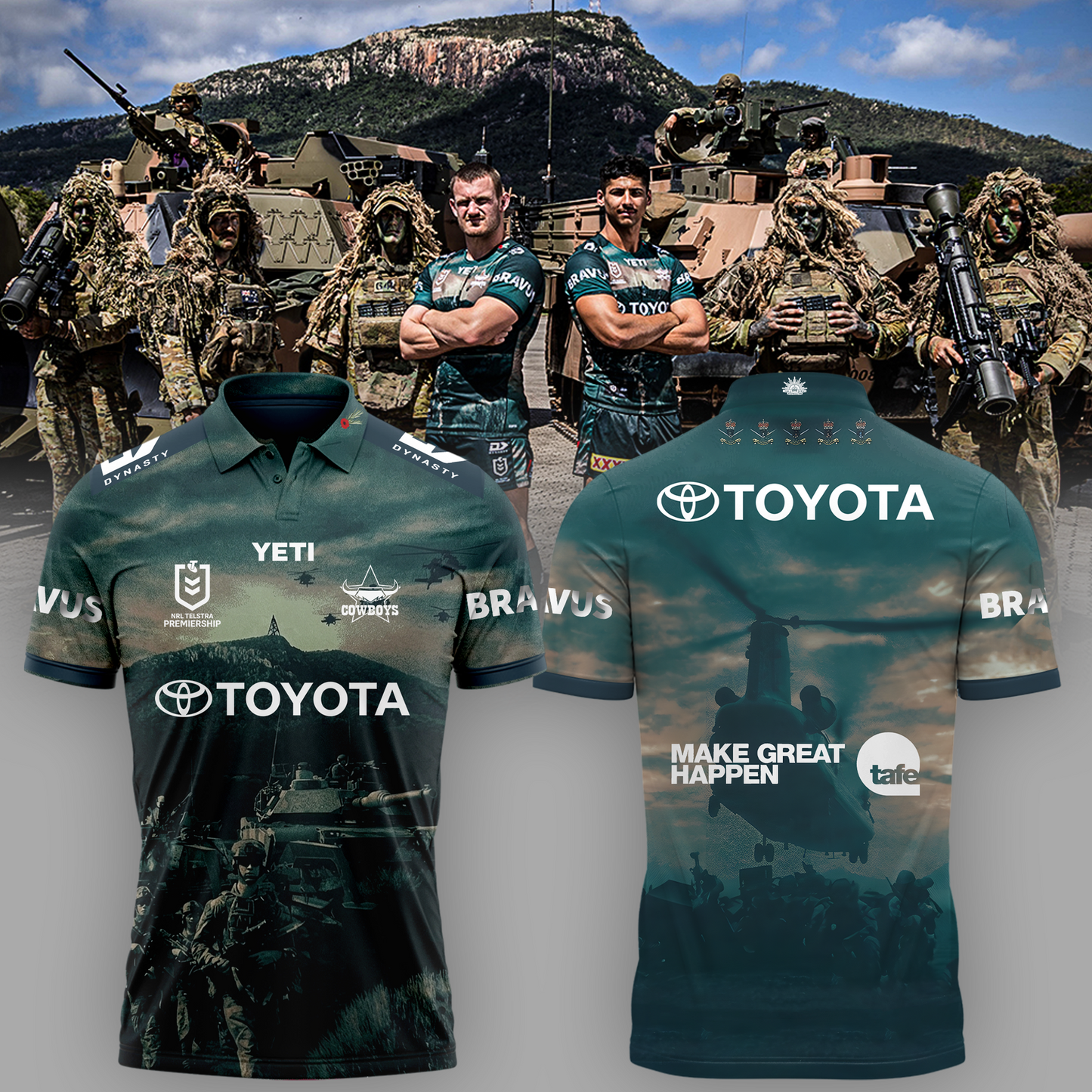 Limited Edition NQ Cowboys 2026 NRL Australian Army POLO Shirt