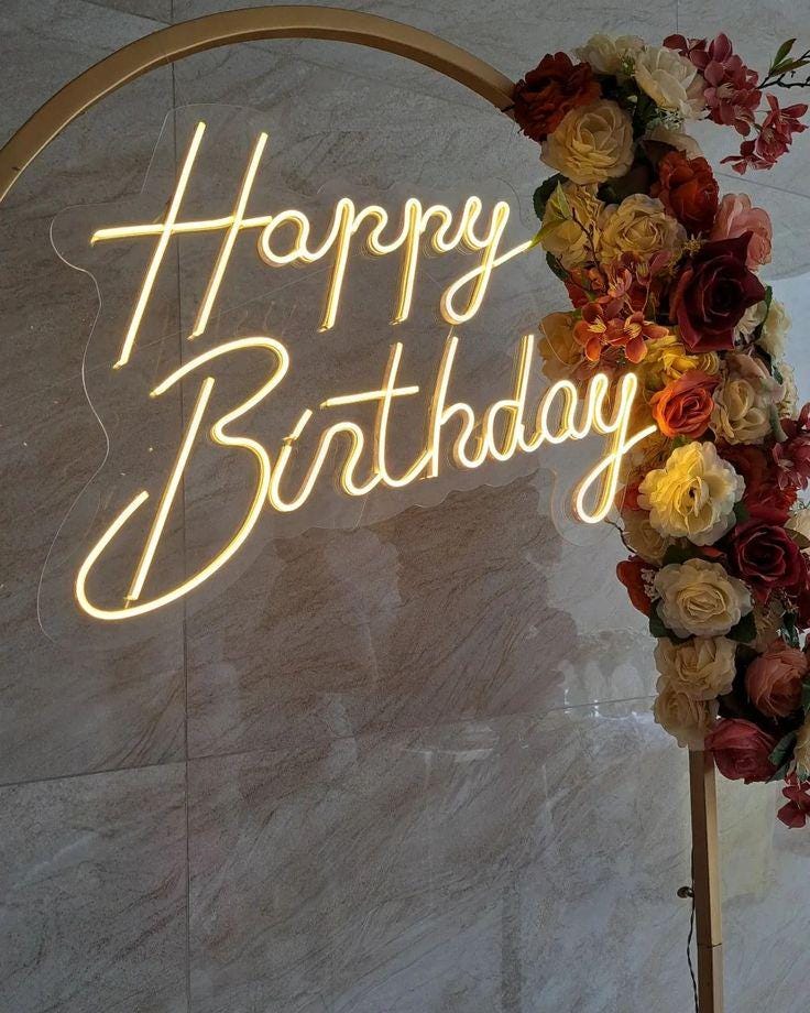 Custom Birthday Neon Sign, LED Neon Birthday Sign, Happy Birthday LED Sign, 50 & Fabulous Neon Sign, Party Sign, Aesthetic Event Décor