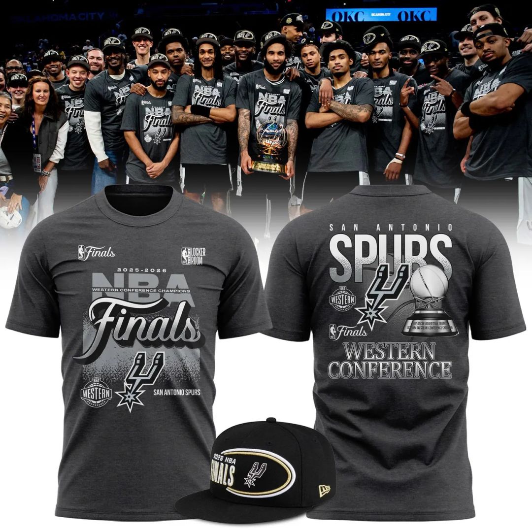 San Antonio Spurs Fanatics Charcoal 2026 NBA Western Conference Champions Two-Sided T-Shirt