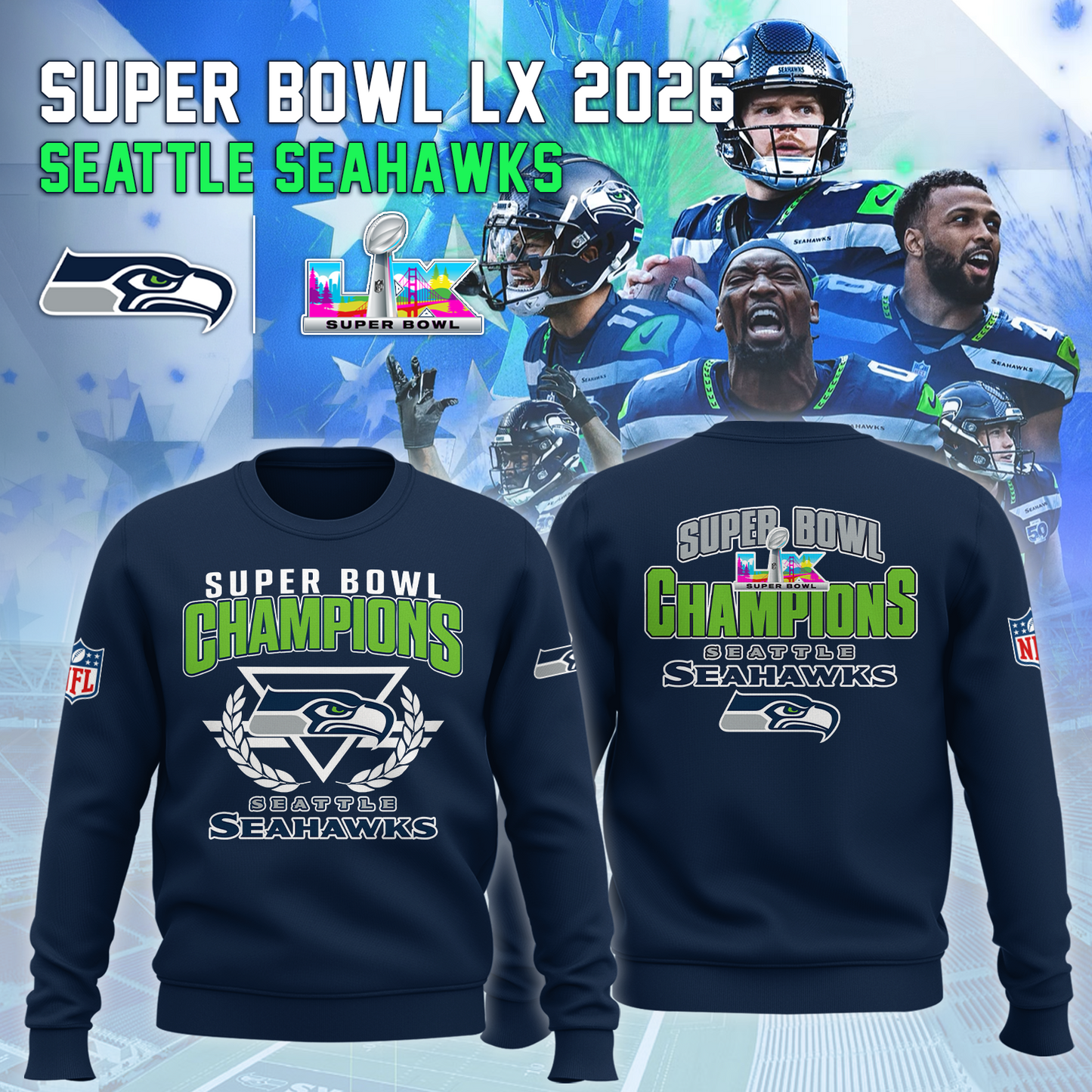 Seattle Seahawks Super Bowl LX Champions Limited Edition Sweatshirt