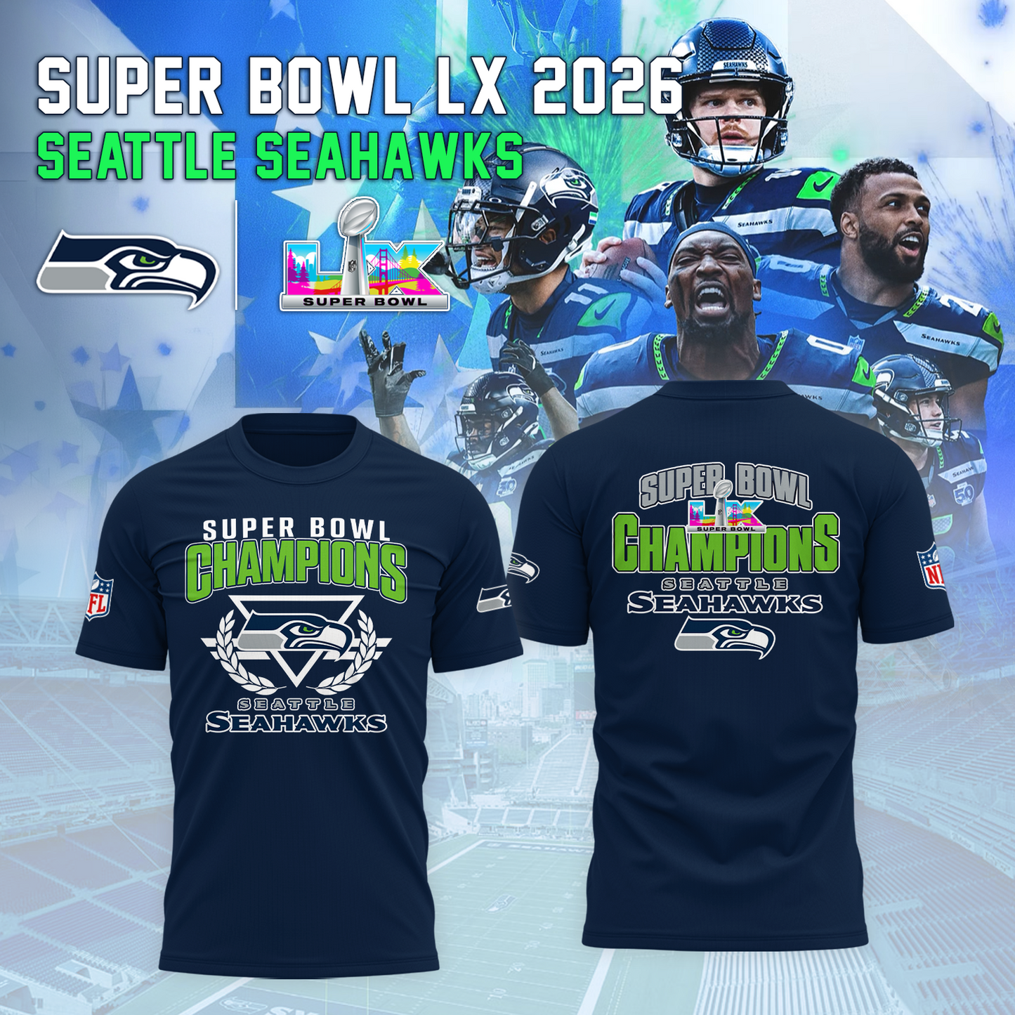 Seattle Seahawks Super Bowl LX Champions Limited Edition T.shirt