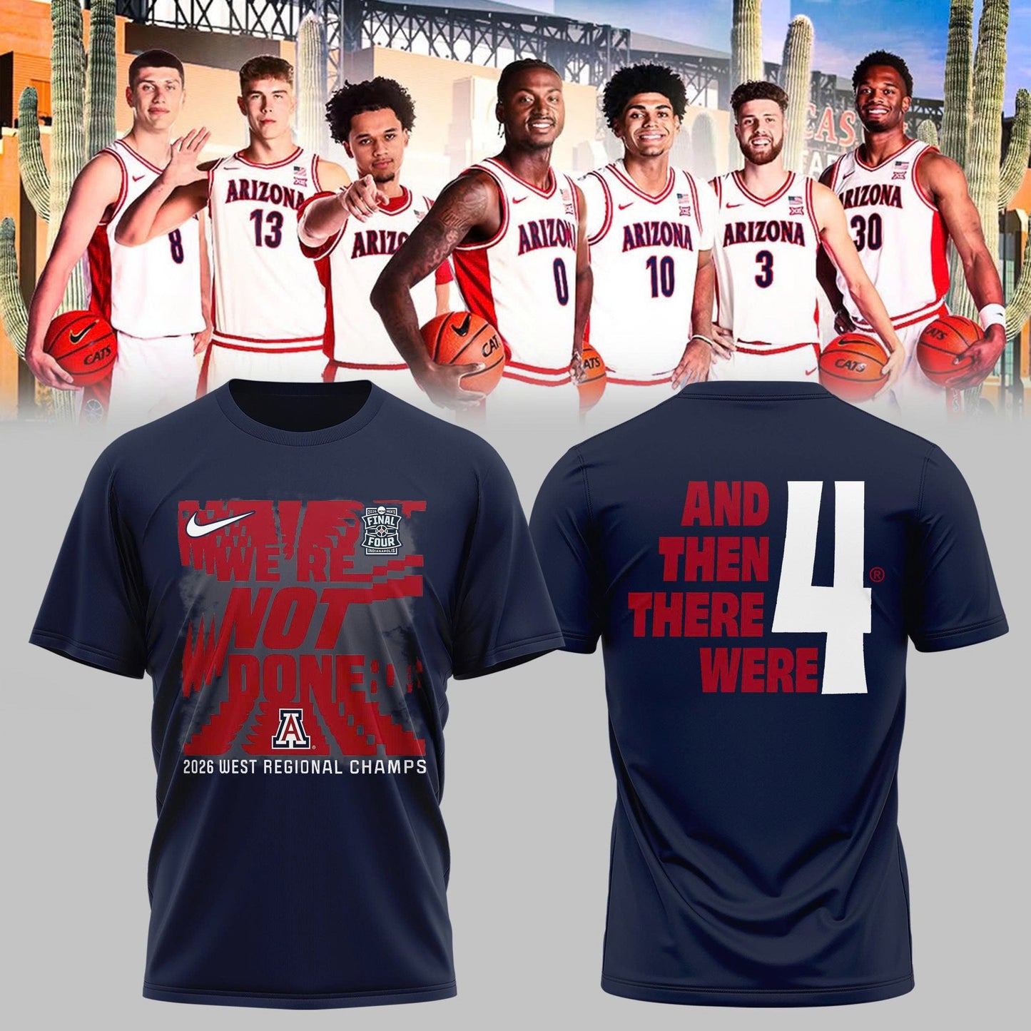 Arizona Wildcats West Region Champions 2026 T-Shirt “ NCAA March Madness Basketball Tee