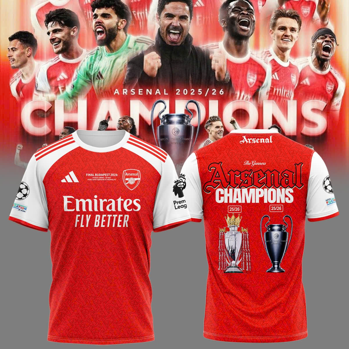 Arsenal FC - UEFA Champions League CHAMPIONS Shirt
