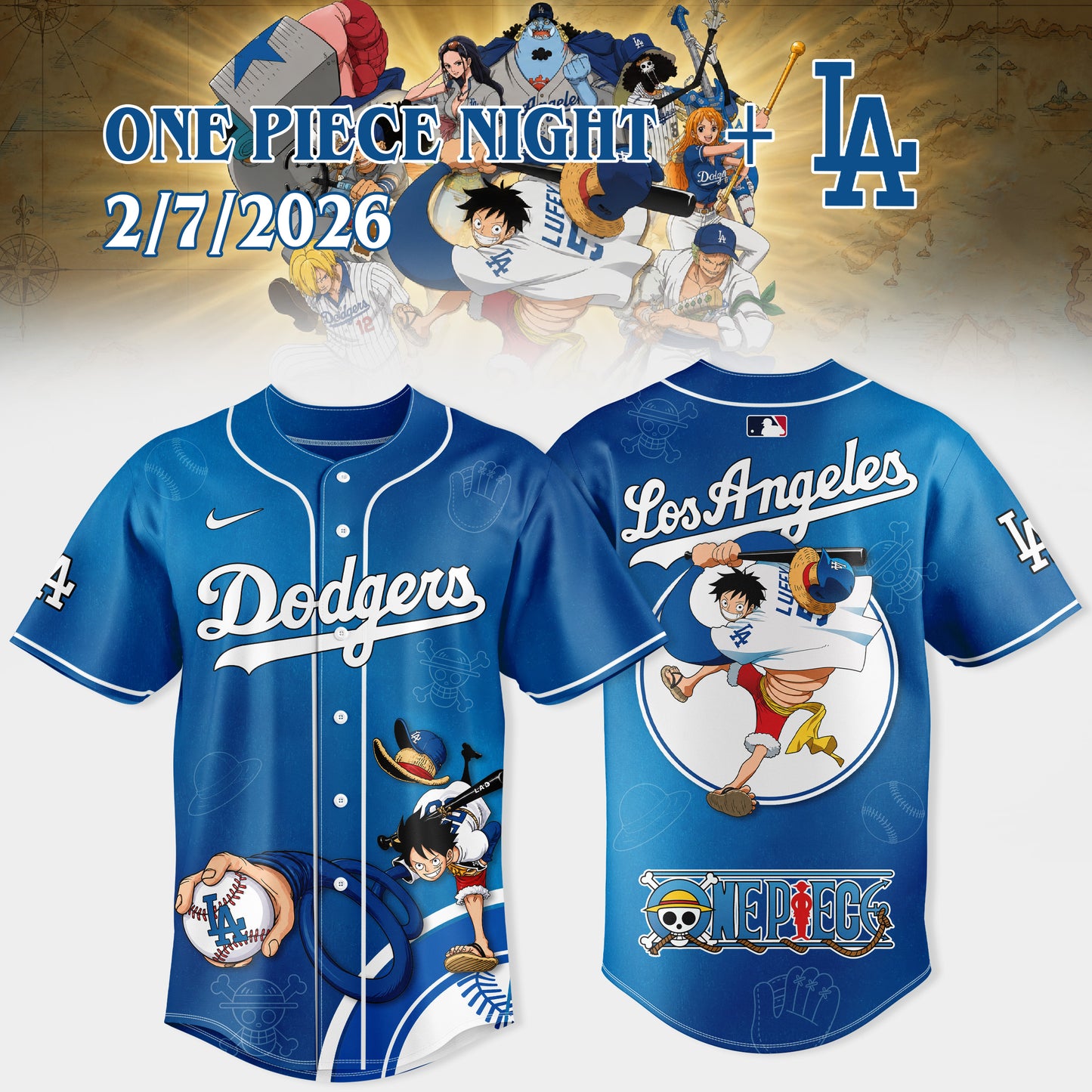One Piece Night x Los Angeles Dodgers 2026 Edition Jersey
