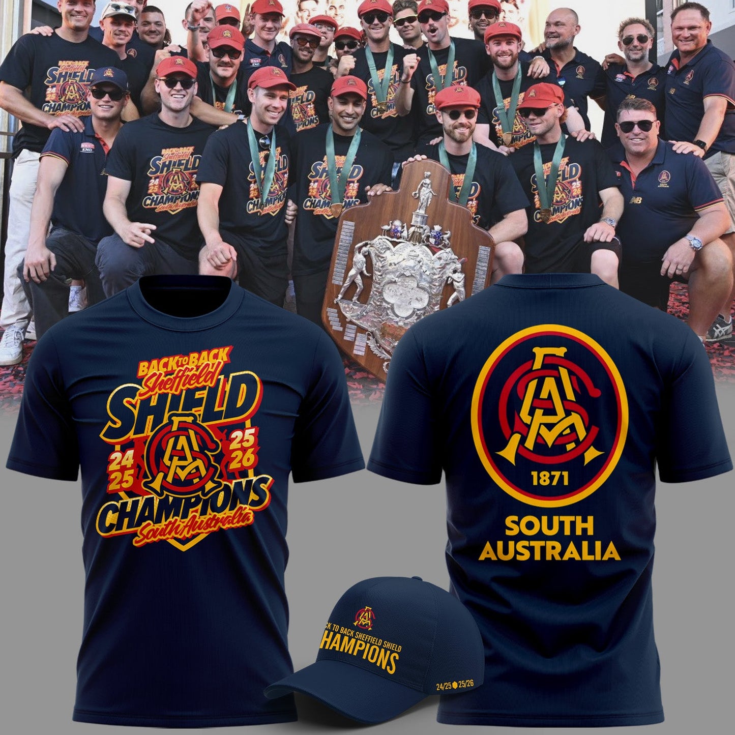 South Australia Cricket Teams back to back Sheffield Shield Champions T-shirt