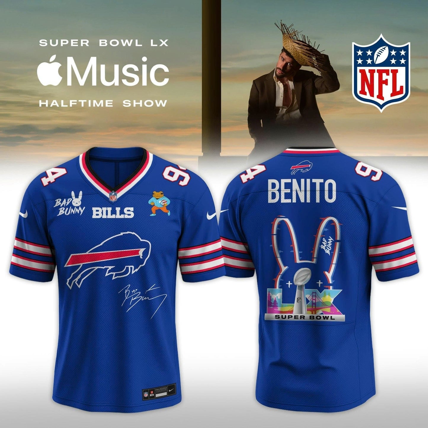 NFL x Bad Bunny 2026 Super Bowl LX Halftime Show Custom Name And Number Jersey