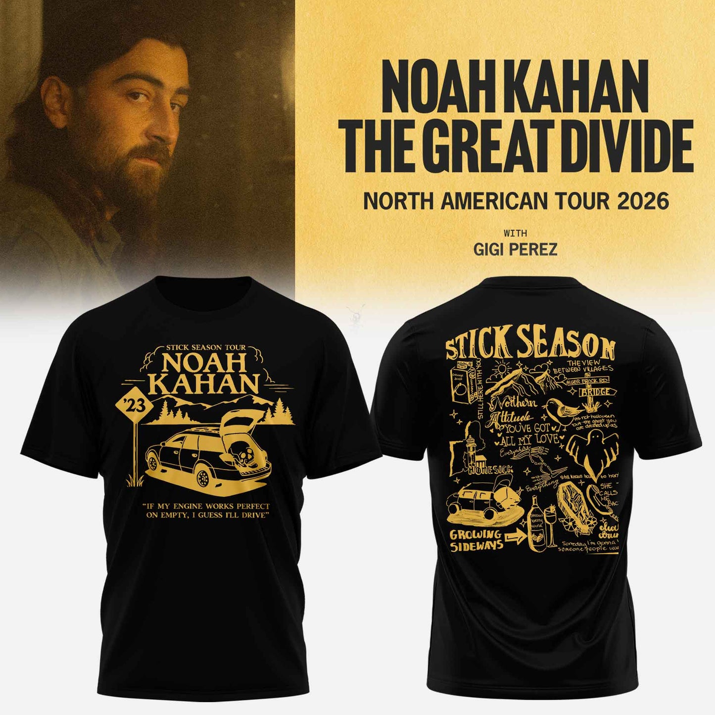 Noah Kahan “ The Great Divide Tour Merch Limited T-shirt