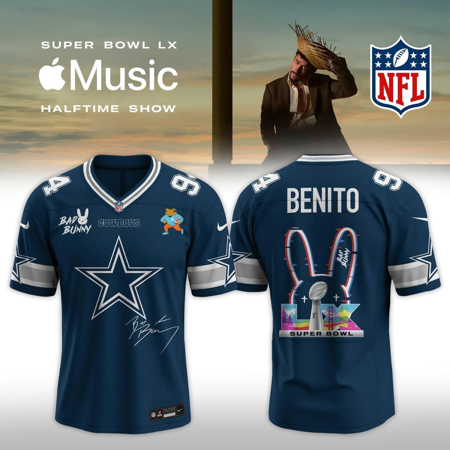 NFL x Bad Bunny 2026 Super Bowl LX Halftime Show Custom Name And Number Jersey