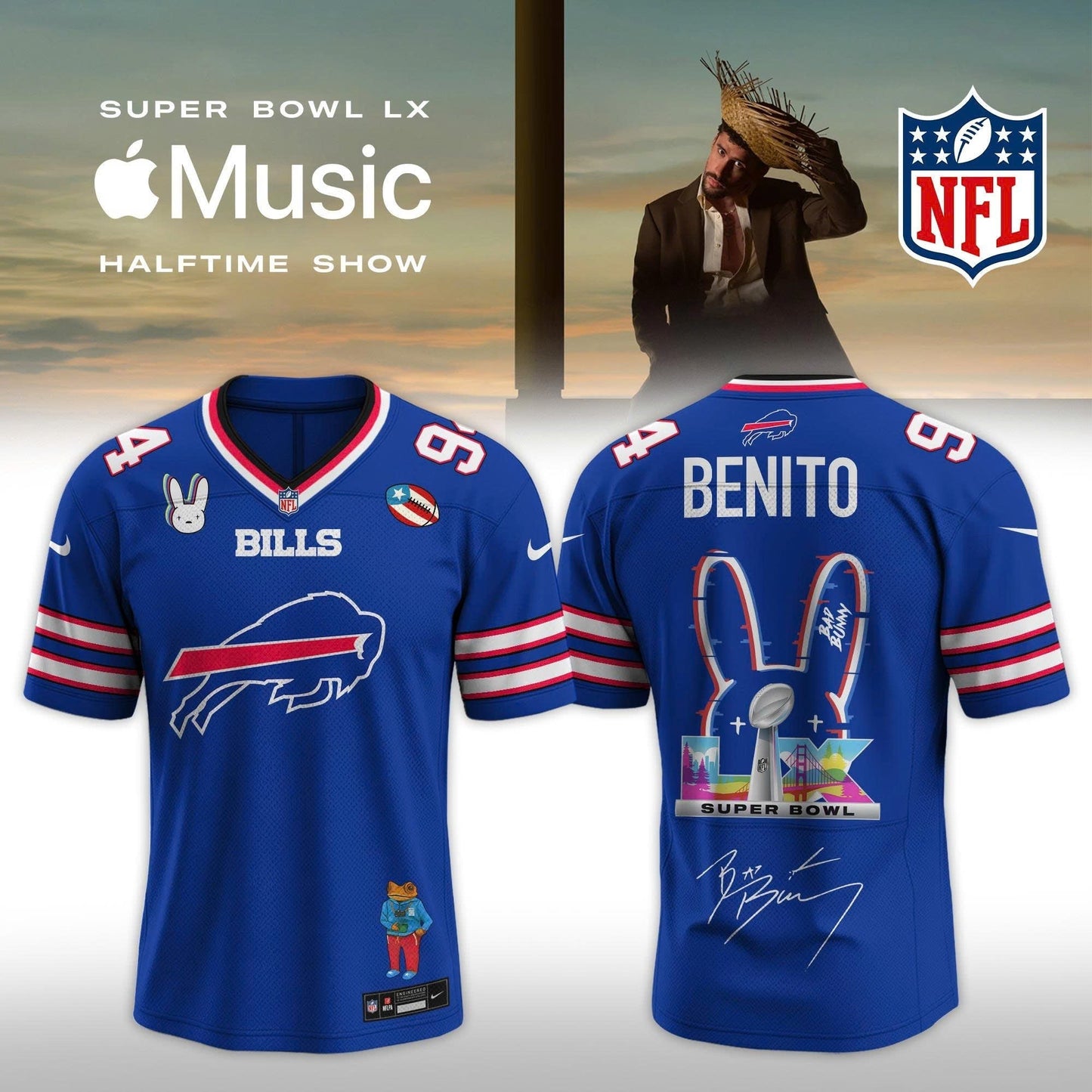 NFL x Bad Bunny 2026 Super Bowl LX Halftime Show Custom Name And Number Jersey