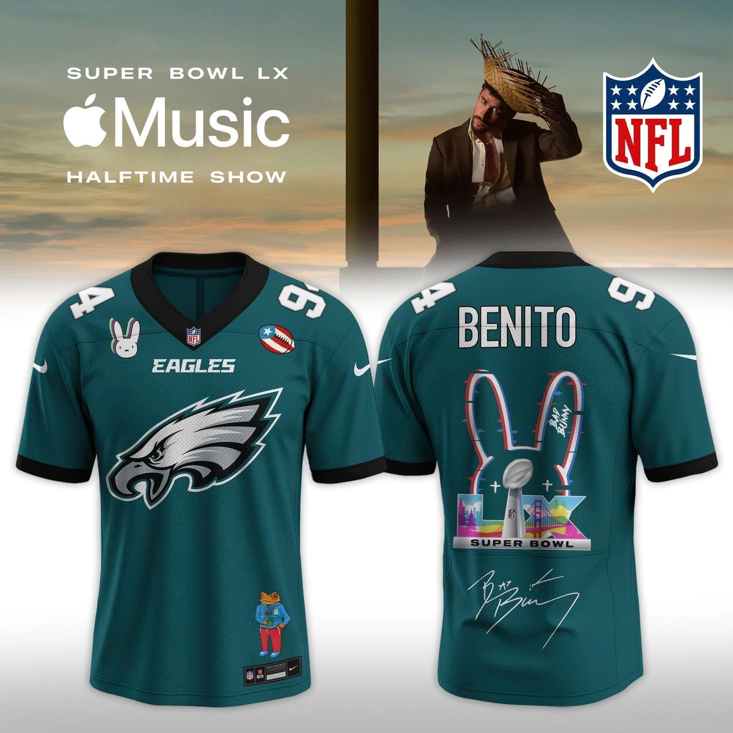 NFL x Bad Bunny 2026 Super Bowl LX Halftime Show Custom Name And Number Jersey