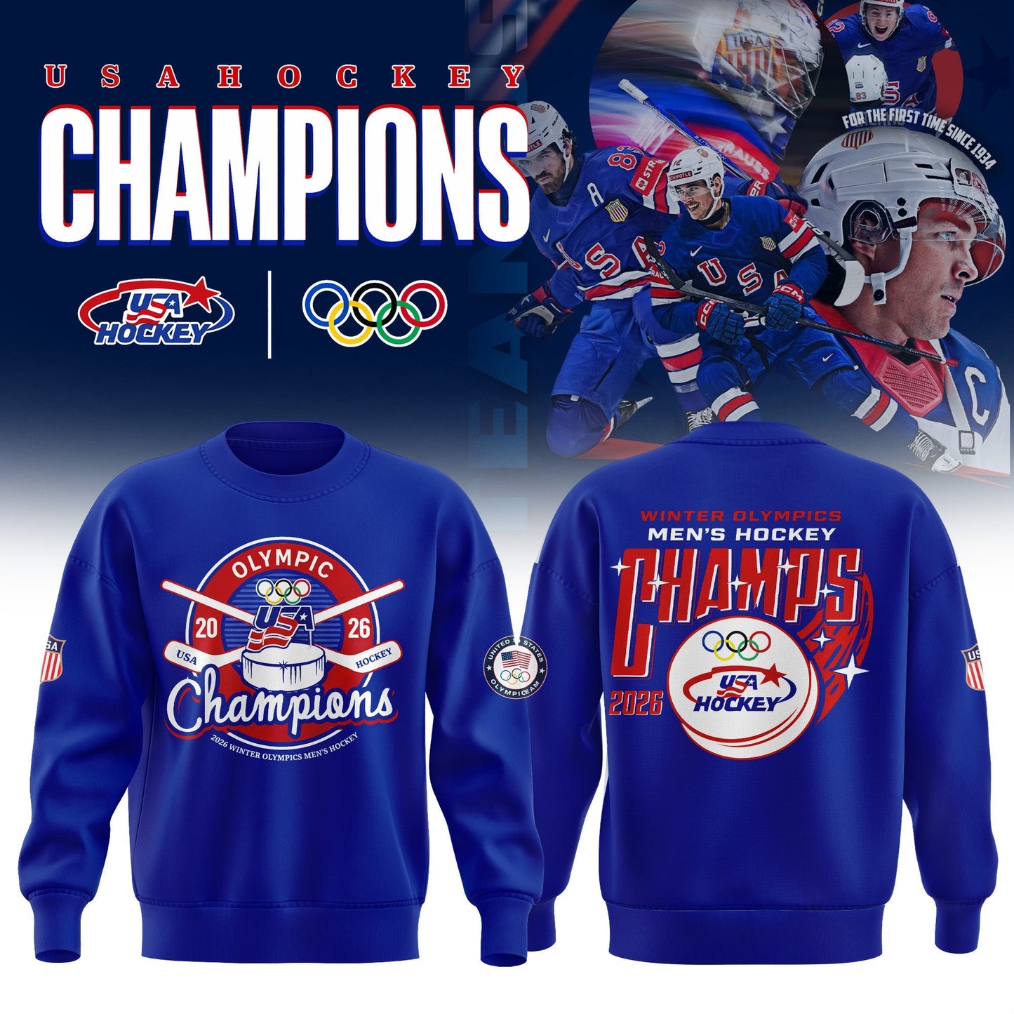 USA Men’s National ICE Hockey Team 2026 Olympic Gold Exclusive Sweatshirt