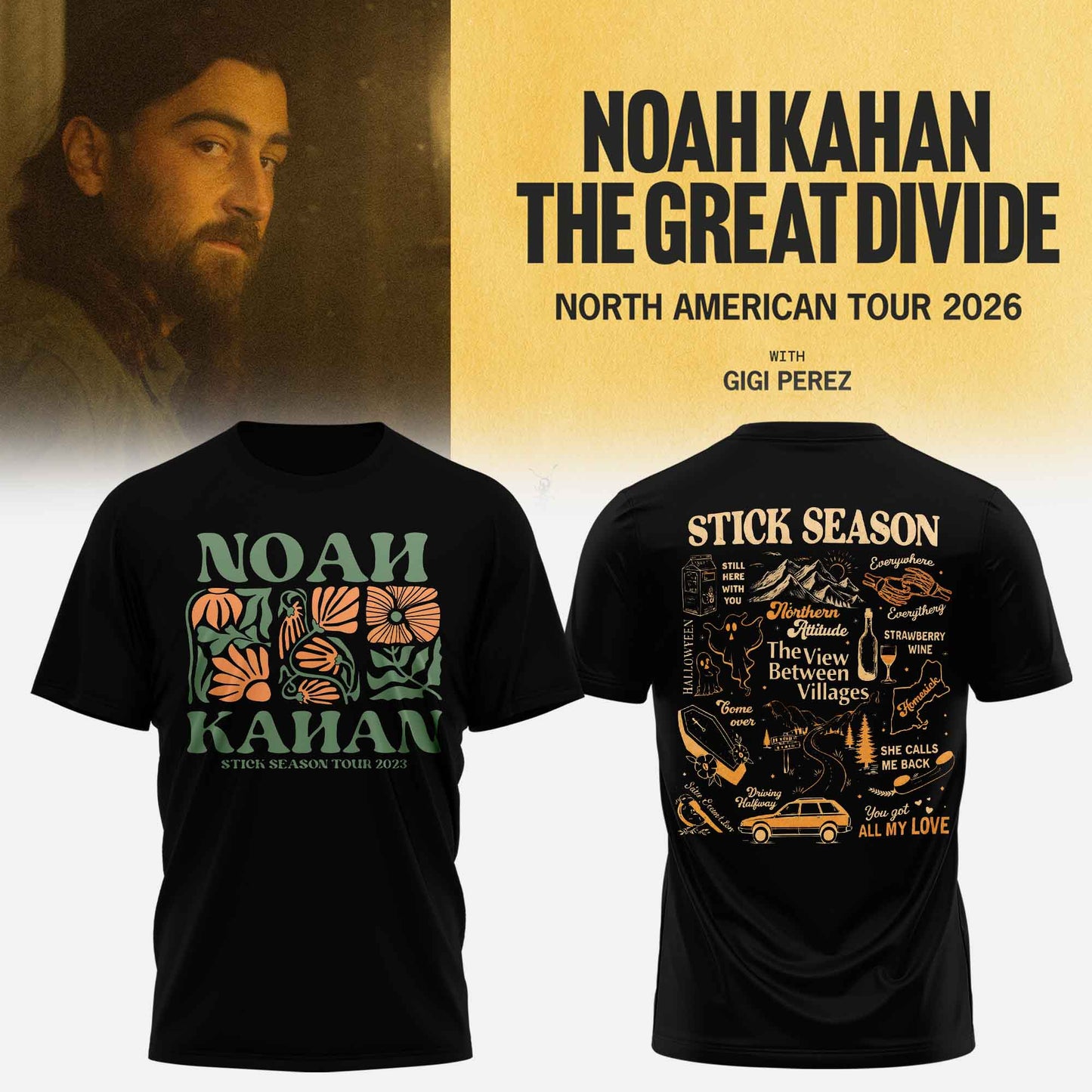 Noah Kahan “ The Great Divide Tour Merch Limited T-shirt