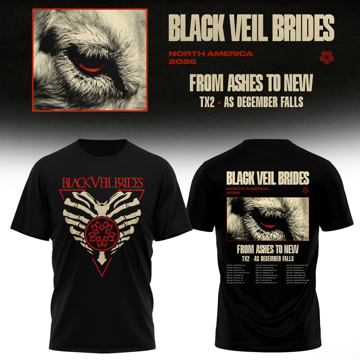 Black Veil Brides “ From Ashes To New Tour (North America 2026) Limited Tshirt