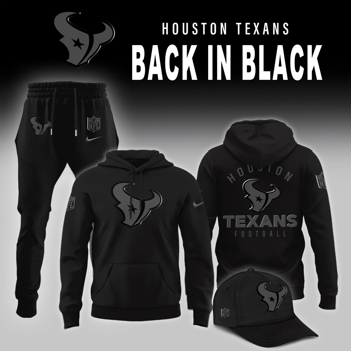 Houston Texans 2025 Back In Black Limited Edition Hoodie