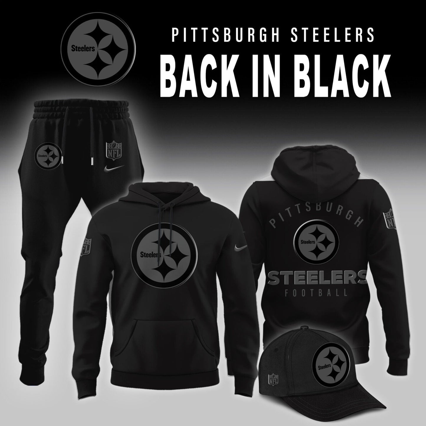 Limited Edition Pittsburgh Steelers Back in Black Hoodie
