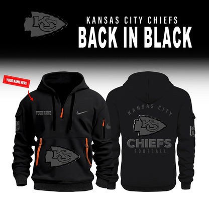 Kansas City Chiefs Back In Black Half Zip Hoodie