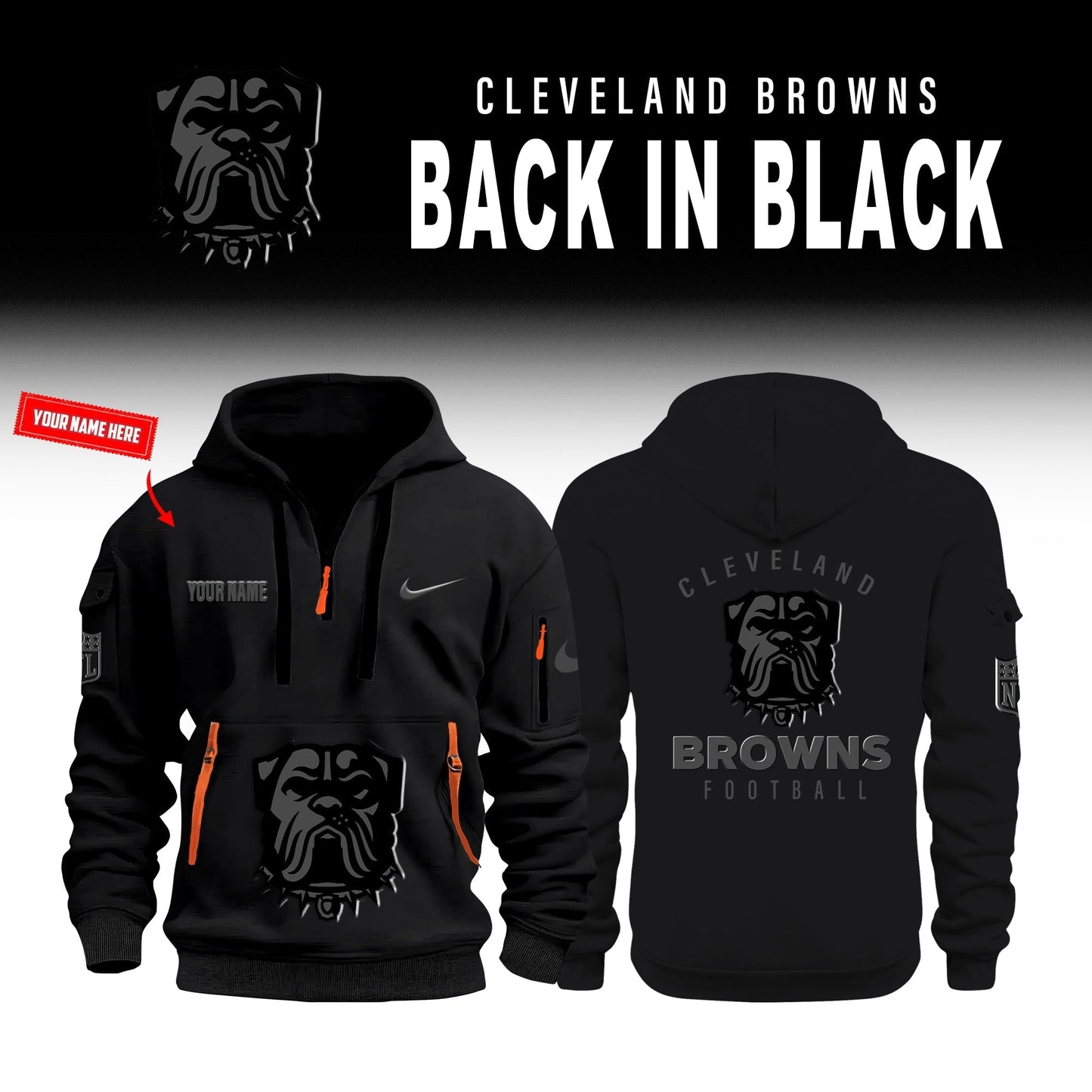 Cleveland Browns Back In Black Half Zip Hoodie