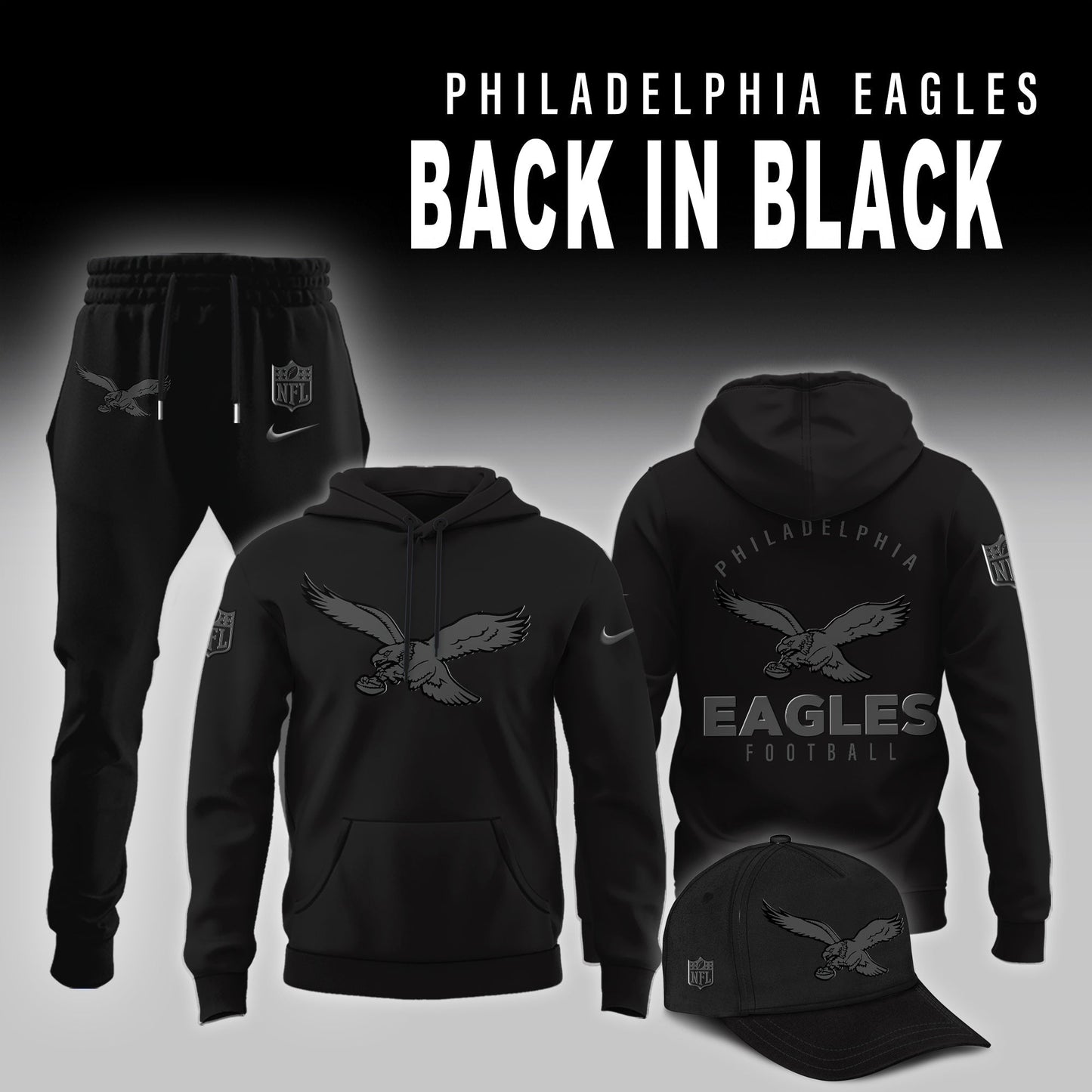 Philadelphia Eagles 2025 Back In Black Limited Edition Combo Hoodie