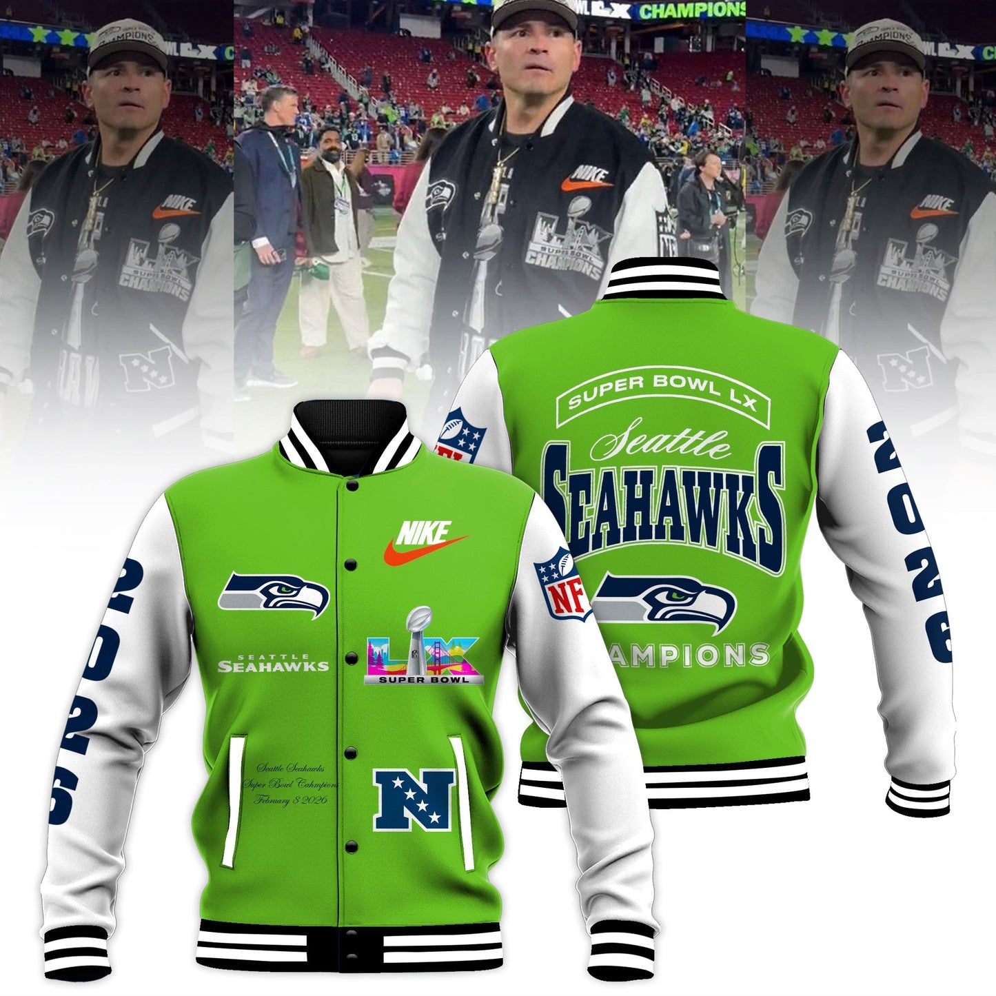 Seattle Seahawks Super Bowl LX Champions Bomber Jacket